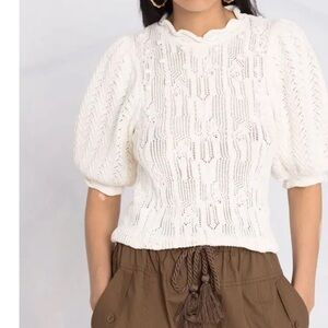 Ulla Johnson Coralie pointelle knit top size large NWT